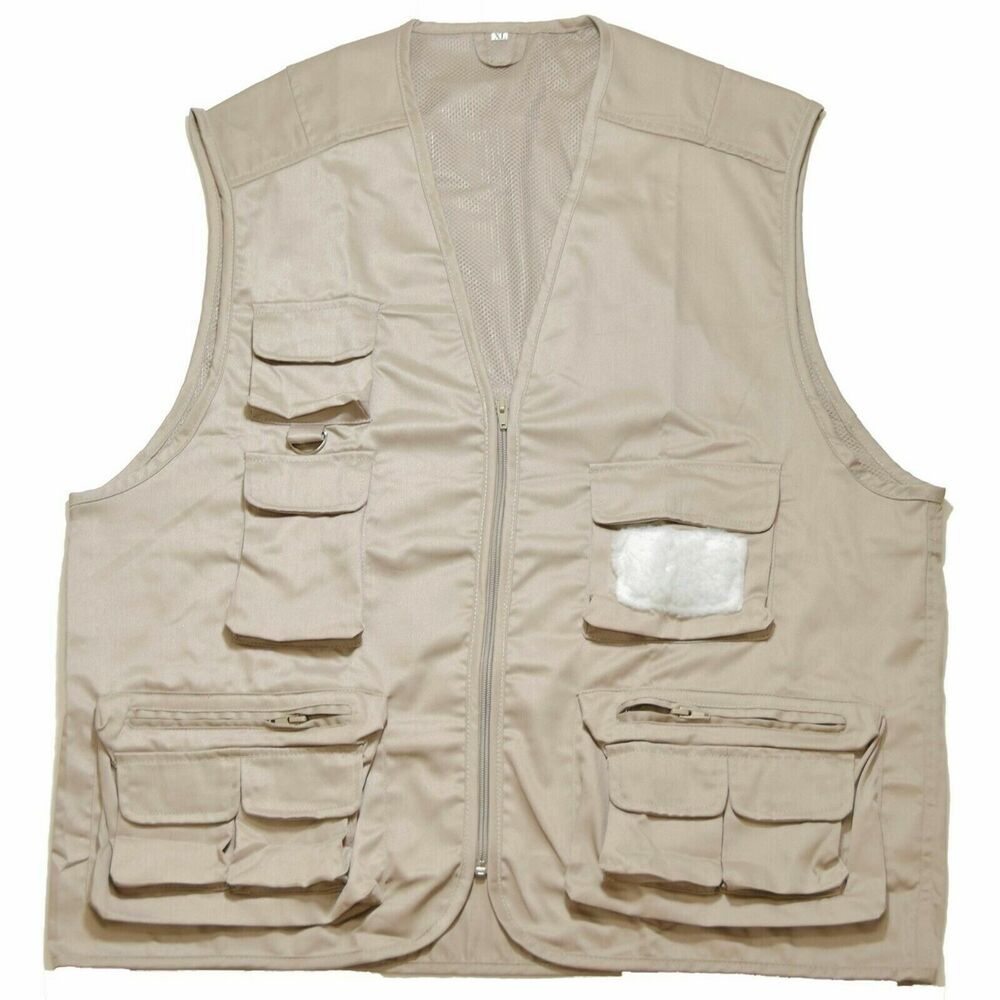 Cortland Fly Fishing Vest Beige Size XL-XXL Multiple Pockets D-Ring Rod Pocket
